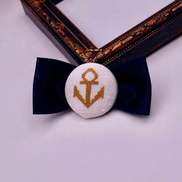 イカリ　くるみボタンのヘアゴム　クロスステッチ刺繍 | 7枚目